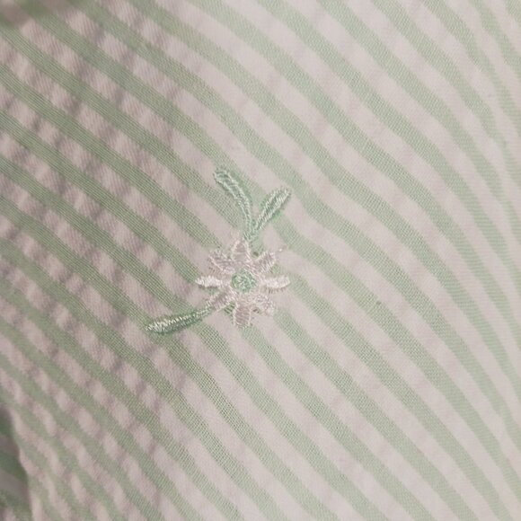 Miss Elaine, Small Sleeveless short Nightgown, Mint Green/White W/ Embroidery... - Picture 5 of 13